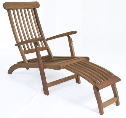 Outdoor Chaise Lounge - Arpoador Steamer - Eucalyptus Wood - Wood Finish - INT-BT-392