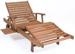 Outdoor Chaise Lounge - Mariscal Lounger - Eucalyptus Wood - Wood Finish - INT-BT-214