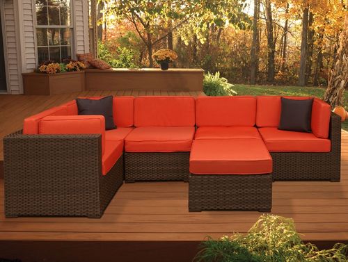 Outdoor Patio Set - Bellagio Sectional 6-Piece Set Orange - PLI-BELL6OR