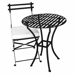 Outdoor Patio Set - Bistro Round Table and Chairs Set - Black - Pangaea Home and Garden Furniture - FM-SET-1