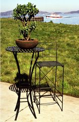 Outdoor Patio Set - Folding Iron Bar Table and Stool Set - Black - Pangaea Home and Garden Furniture - FM-SET-4