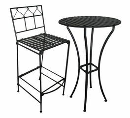 Outdoor Patio Set - Folding Iron Bar Table and Stool Set - Black - Pangaea Home and Garden Furniture - FM-SET-4