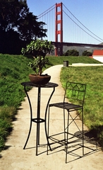 Outdoor Patio Set - Folding Iron Bar Table and Stool Set - Black - Pangaea Home and Garden Furniture - FM-SET-4