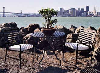 Outdoor Patio Set - Folding Iron Round Table and Chairs Set - Black - Pangaea Home and Garden Furniture - FM-SET-5