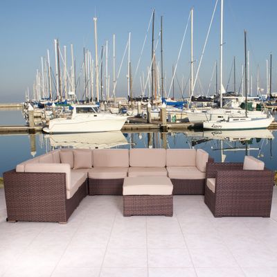 Outdoor Patio Set - Marseille Sectional 8-Piece Set Deluxe - PLI-MARSSET-SBG