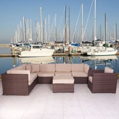 Outdoor Patio Set - Marseille Sectional 8-Piece Set Deluxe - PLI-MARSSET-SBG
