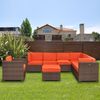 Outdoor Patio Set - Marseille Sectional 8-Piece Set Orange - PLI-MARSEOR