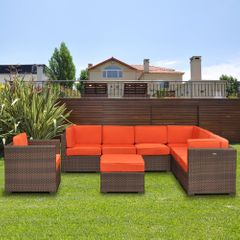 Outdoor Patio Set - Marseille Sectional 8-Piece Set Orange - PLI-MARSEOR