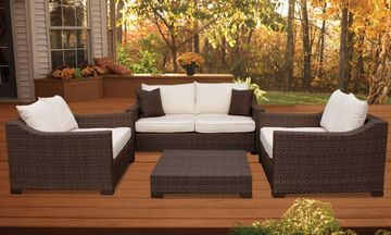 Outdoor Patio Set - Oxford Deep Seating 4-Piece Set Off-white - PLI-OXFSET-OW