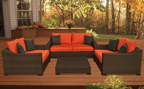 Outdoor Patio Set - Oxford Deep Seating 4-Piece Set Orange - PLI-OXFSET-OR