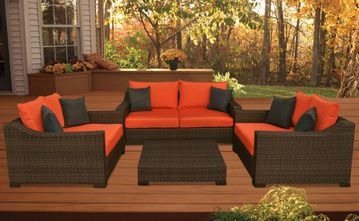 Outdoor Patio Set - Oxford Deep Seating 4-Piece Set Orange - PLI-OXFSET-OR