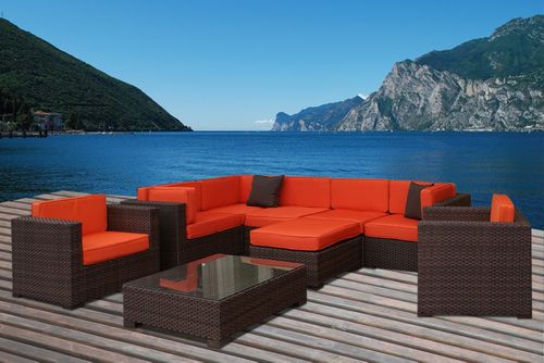 Outdoor Patio Set - Southampton Sectional 9-Piece Set Orange - PLI-BELLPREOR
