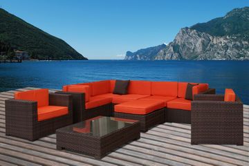 Outdoor Patio Set - Southampton Sectional 9-Piece Set Orange - PLI-BELLPREOR