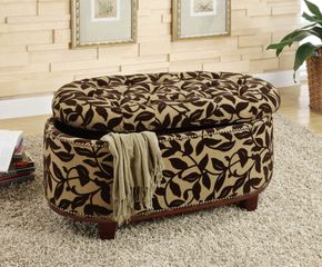 Oval Ottoman with Floral Pattern - Kerani - 10072