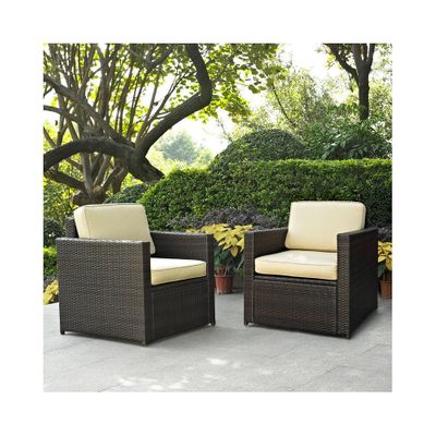 Palm Harbor 2 Piece Outdoor Wicker Set - Two Outdoor Wicker Chairs - CROSLEY-KO70005BR