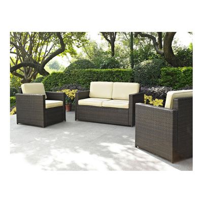 Palm Harbor 3 Piece Outdoor Wicker Set - Loveseat and Two Outdoor Chairs - CROSLEY-KO70003BR