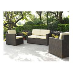Palm Harbor 3 Piece Outdoor Wicker Set - Loveseat and Two Outdoor Chairs - CROSLEY-KO70003BR