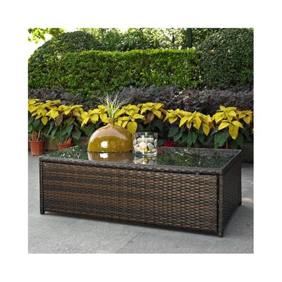 Palm Harbor Outdoor Wicker Glass Top Table - CROSLEY-CO7201-BR