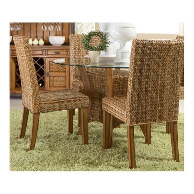 Palm Isle Parsons Chair - Set of 2 Antique Honey and Abaca Weave - Largo - LARGO-ST-D1650-243