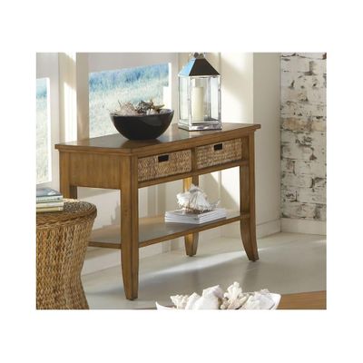 Palm Isle Sofa Table with Baskets Antique Honey and Abaca Weave - Largo - LARGO-ST-T1650-131