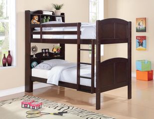 Parker Twin Bookcase Bunk Bed in Brown Cherry - 460442