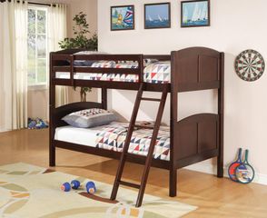 Parker Twin Slat Bunk Bed in Brown Cherry - 460213