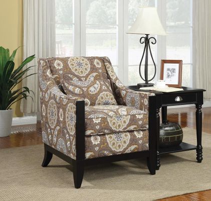 Patterned Accent Chair with Slightly Leaned Back - 902091