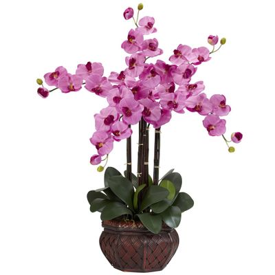 Phalaenopsis with Decorative Vase Silk Flower Arrangement - Nearly Natural - 1211-MA