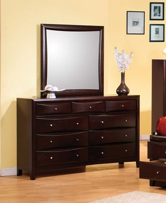 Phoenix Dresser with Mirror in Rich Deep Cappuccino - Coaster - 200413-14-SET