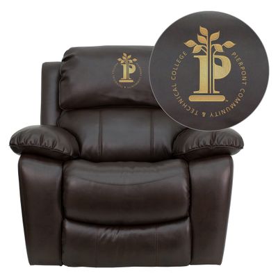 Pierpont Community & Technical College Brown Leather Recliner - MEN-DA3439-91-BRN-41060-EMB-GG