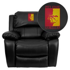 Pittsburg State University Gorillas Black Leather Recliner  - MEN-DA3439-91-BK-41061-EMB-GG