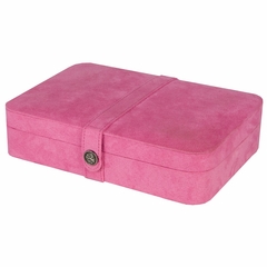 Plush Fabric Jewelry Box and Ring Case with Twenty-Four Sections in Rose Blush - Maria - Jewelry Boxes by Mele - 0054523