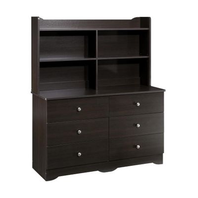 Pocono 6 Drawer Double Dresser with Bookcase Hutch - Nexera Furniture