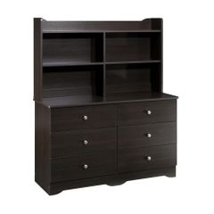 Pocono 6 Drawer Double Dresser with Bookcase Hutch - Nexera Furniture