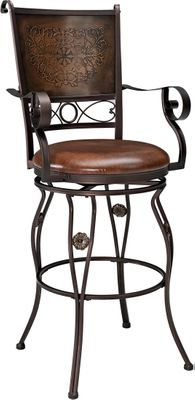 Powell Big & Tall Copper Stamped Back Barstool with Arms