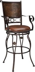 Powell Big & Tall Copper Stamped Back Barstool with Arms