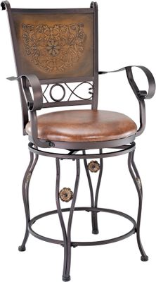 Powell Big & Tall Copper Stamped Back Counter Stool with Arms