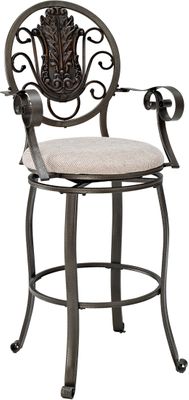 Powell Big & Tall Scroll Medallion Back Bar Stool with Arms