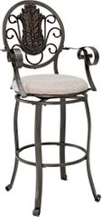 Powell Big & Tall Scroll Medallion Back Bar Stool with Arms