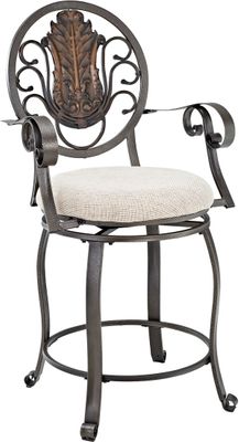 Powell Big & Tall Scroll Medallion Back Counter Stool with Arms