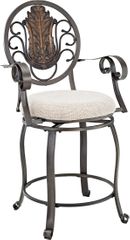 Powell Big & Tall Scroll Medallion Back Counter Stool with Arms