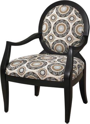 Powell Black Chair with Mist Floral Fabric