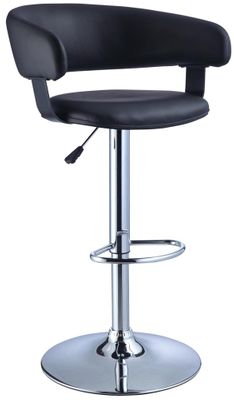 Powell Black Faux Leather Barrel & Chrome Adjustable Height Bar Stool