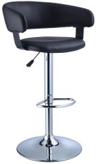 Powell Black Faux Leather Barrel & Chrome Adjustable Height Bar Stool