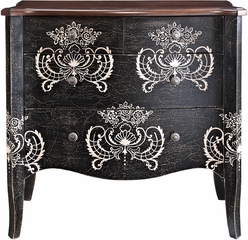 Powell Black with White Print 4 Drawer Hall Chest