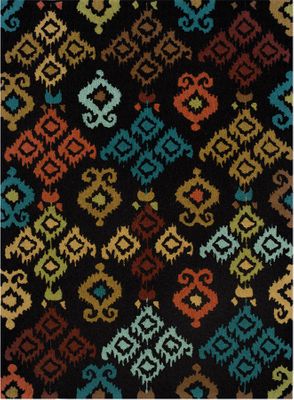 Powell Bombay Rug Ecote Black Native Design