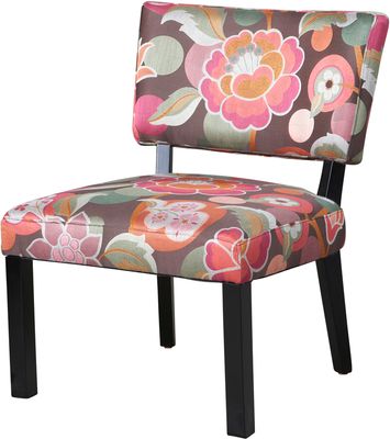 Powell Pink & Brown Floral Accent Chair