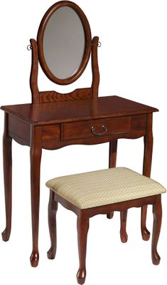 Powell Woodland Cherry Vanity, Mirror & Bench