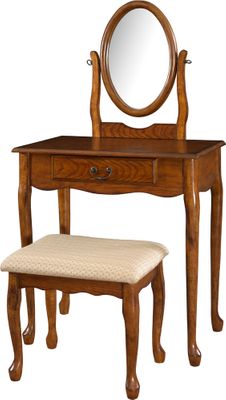Powell Woodland Oak Vanity, Mirror & Bench