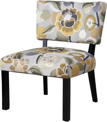 Powell Yellow & Gray Floral Accent Chair